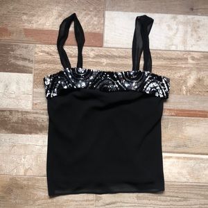 Black and silver onyx sequin sparkle going out top